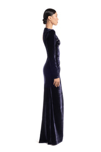 blue silk velvet dress Midnight Silk Velvet Ava Dress  DATURA